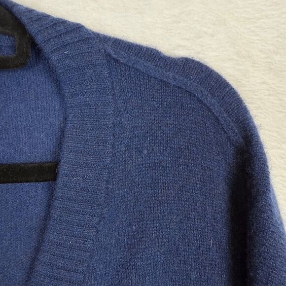 360 Cashmere Itzie 100% Cashmere Cardigan Navy Blue Drop Shoulder Size Medium - Picture 4 of 12